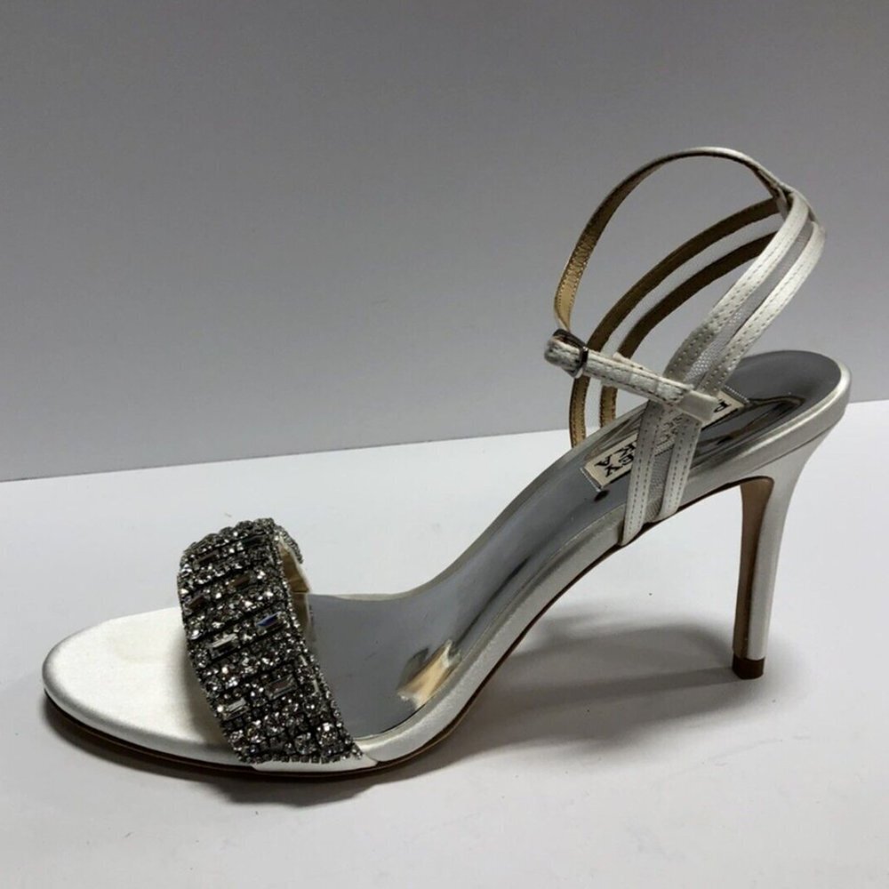 Badgley Mischka Women's Garan White Satin Sandals, Size 9 M